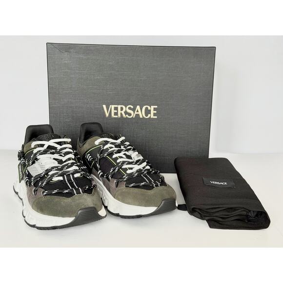 Versace Men\'s Greca Sneakers Gray/Green 10 US (43 Euro) IT 1021490 IT NIB main image 6